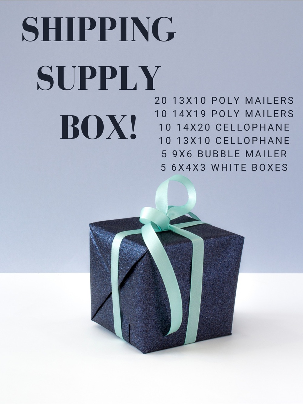 Shipping Supply Box - Navy Gift Box with Mint Ribbon